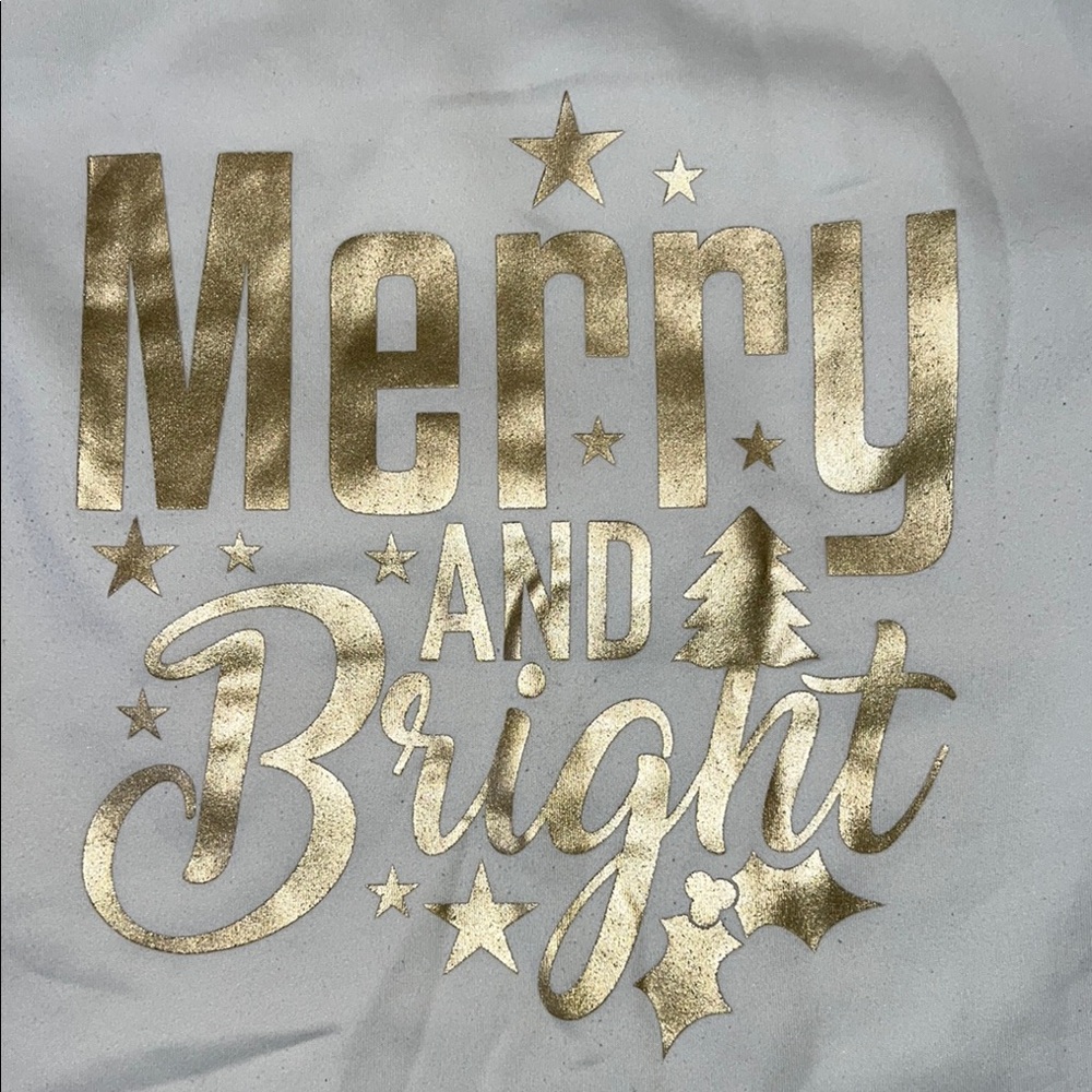 EUC (like New) - George Festive Sweater in White with Gold Decal - Picture 4 of 6
